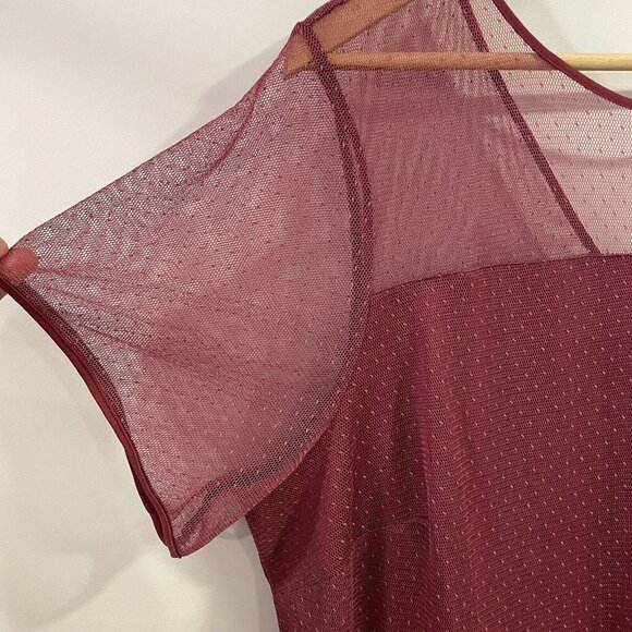 Penningtons 3X Knee Length Dress In Every Story Mauve Fit & Flare Sheer Overlay - Picture 4 of 12